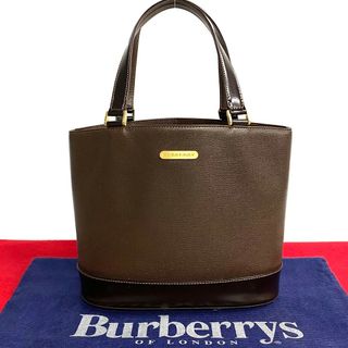 BURBERRY - ほぼ未使用 希少品 BURBERRY バーバリー ロゴ 金具 ノバチェック レザー 本革 ハンドバッグ ミニ トートバッグ ブラウン 茶 27110