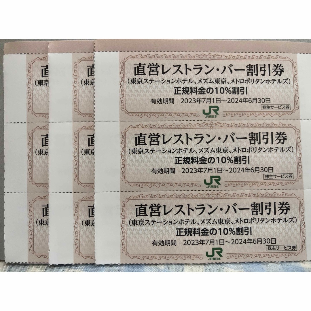 直営レストラン・バー割引券 JR東日本株主サービス券 チケットの優待券/割引券(レストラン/食事券)の商品写真