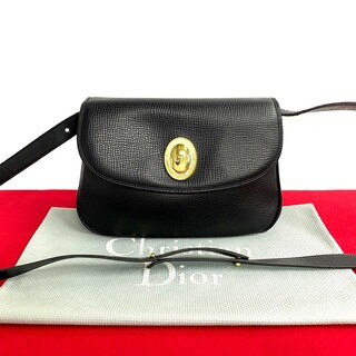 Dior - ほぼ未使用 袋付き Christian Dior ディオール ヴィンテージ CD ロゴ 金具 レザー ショルダーバッグ ポシェット サコッシュ ブラック 54217