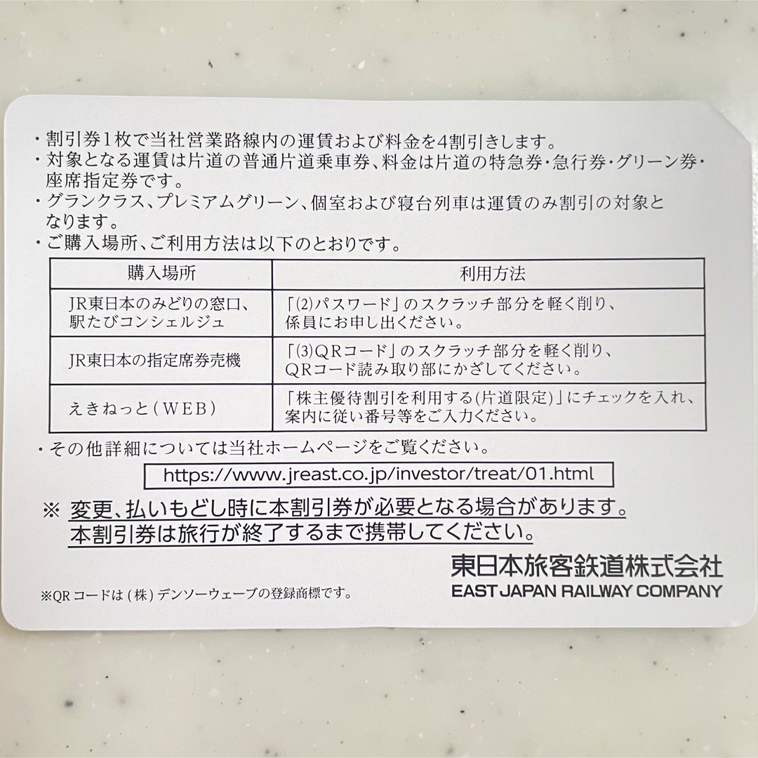 JR東日本　株主優待券 2枚セット(24年6月30日まで) チケットの優待券/割引券(その他)の商品写真