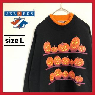 90s 古着 ジャージーズ スウェット トレーナー 二重襟 ハロウィン L (スウェット)