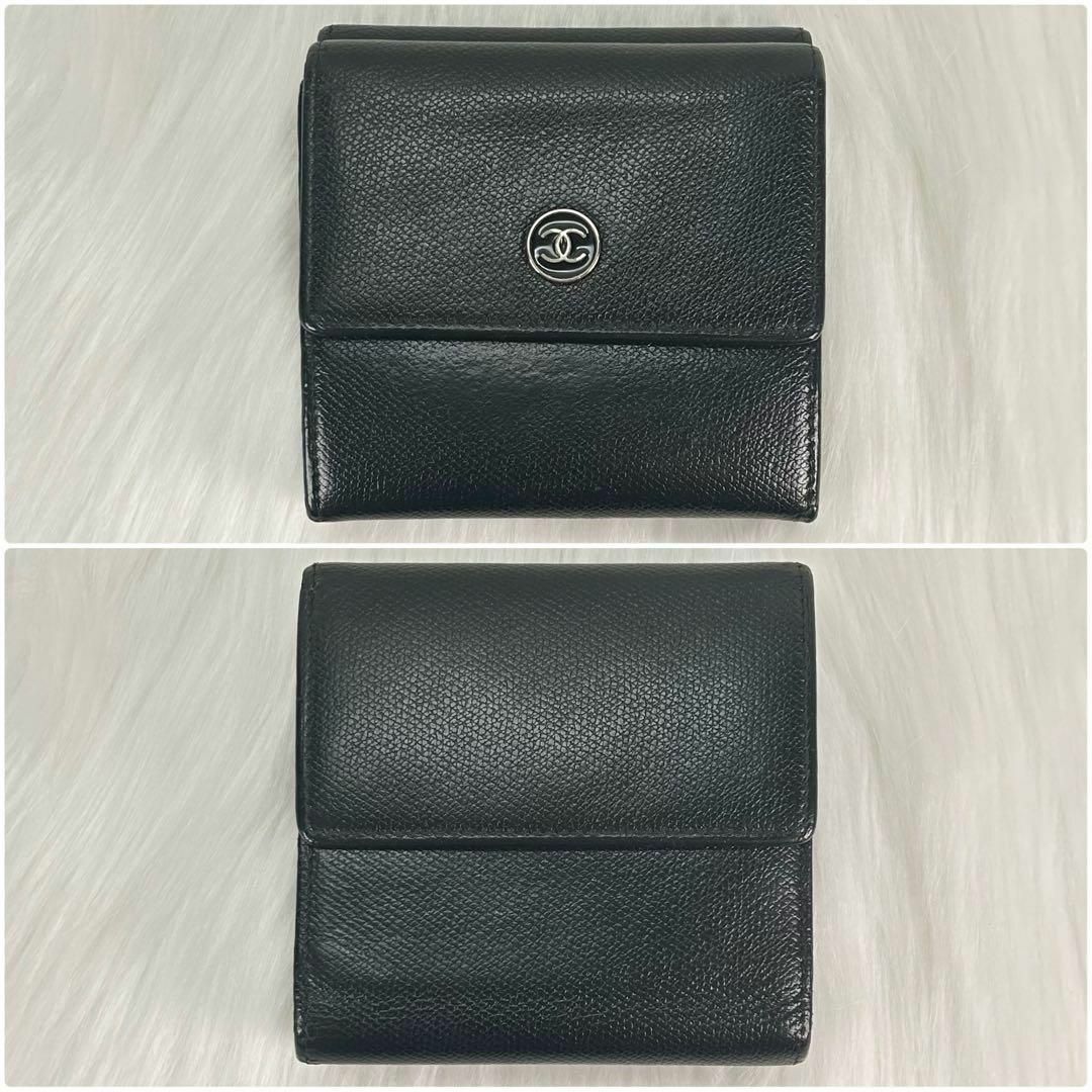 CHANEL(シャネル)のシャネル CHANEL ココボタン　Wホック　折り財布 黒 ブラック レディースのファッション小物(財布)の商品写真