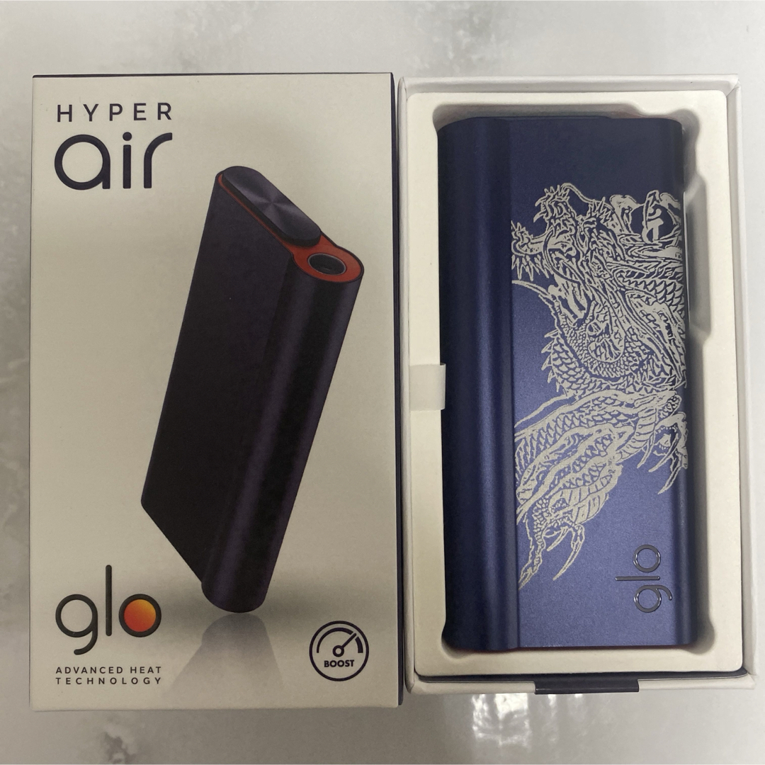 glo(グロー)の昇り龍 レーザー加工 glo hyper air グローハイパー 本体 ネイビー メンズのファッション小物(タバコグッズ)の商品写真