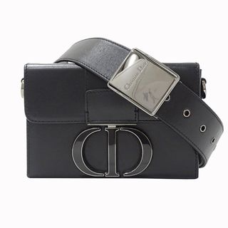 クリスチャンディオール(Christian Dior)のディオール Dior バッグ レディース ブランド 30モンテーニュ ショルダーバッグ  カーフ ボックスバッグ ブラック 小さめ ブラック金具 肩がけ シンプル ロゴ 黒 【中古】(ショルダーバッグ)