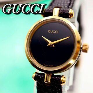グッチ(Gucci)の美品 GUCCI ラウンド ブラック クォーツ レディース腕時計 701(腕時計)