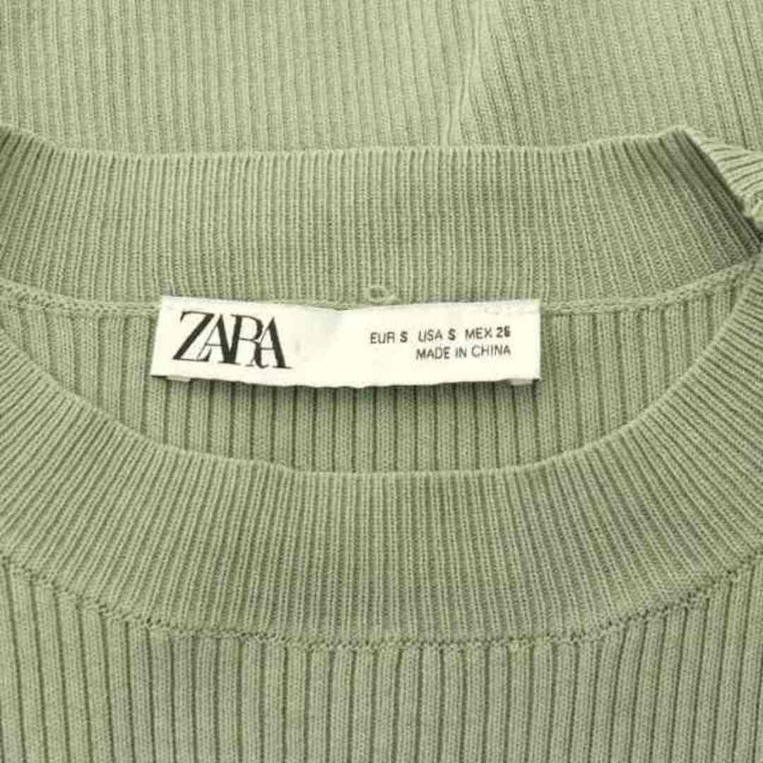 ZARA(ザラ)のザラ ZARA ボリュームスリーブニット カットソー 長袖 リブ S 緑 レディースのトップス(ニット/セーター)の商品写真