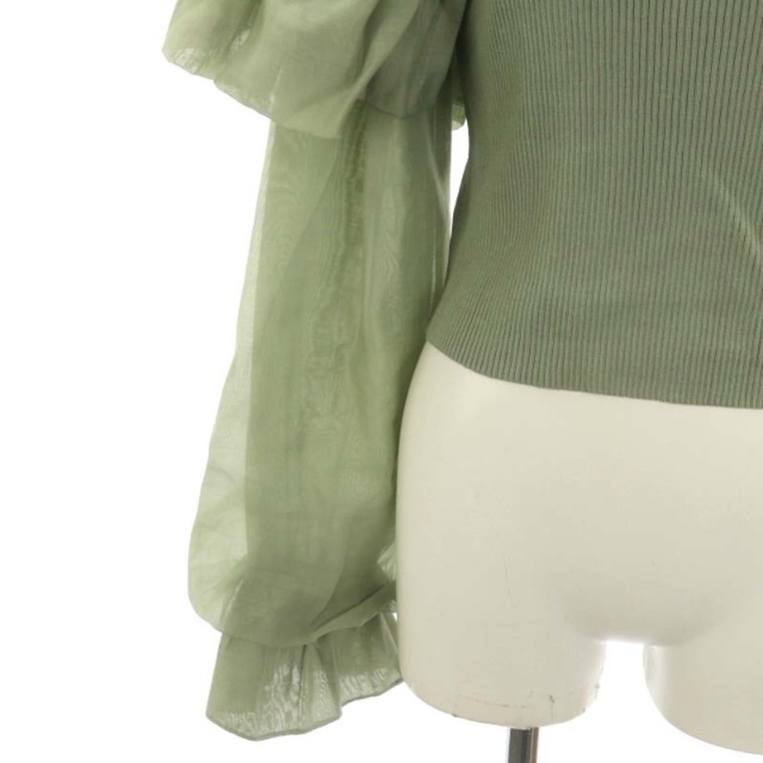 ZARA(ザラ)のザラ ZARA ボリュームスリーブニット カットソー 長袖 リブ S 緑 レディースのトップス(ニット/セーター)の商品写真