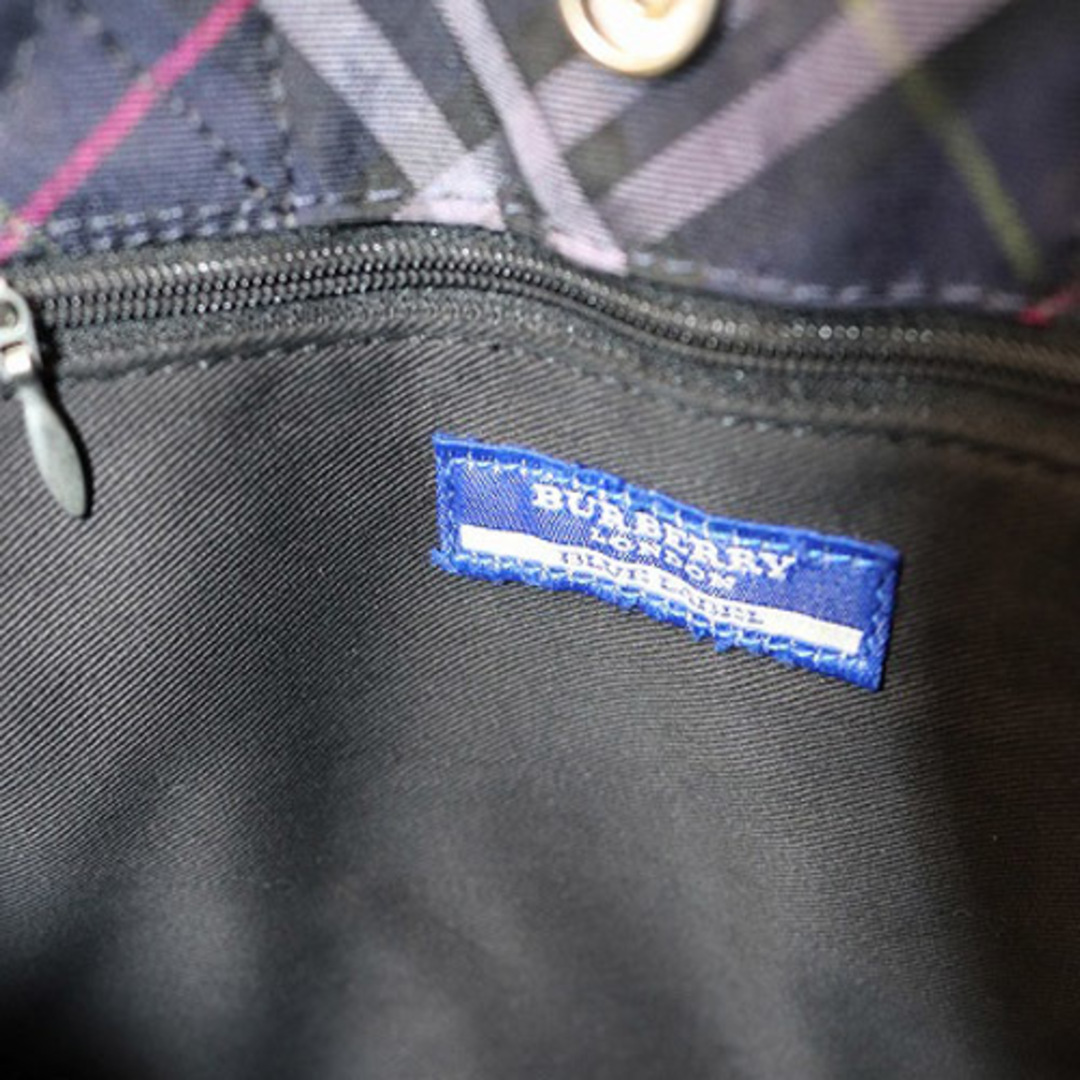 BURBERRY BLUE LABEL(バーバリーブルーレーベル)のバーバリーブルーレーベル ェック トートバッグ ハンドバッグ 紺 レディースのバッグ(トートバッグ)の商品写真