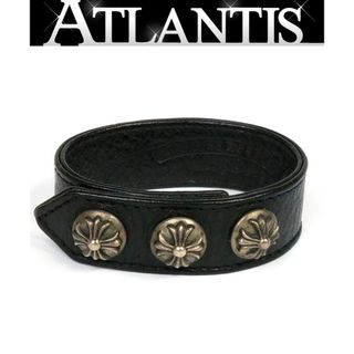 クロムハーツ(Chrome Hearts)のCHROME HEARTS 銀座店 クロムハーツ 3ボタン 2スナップ ブレス クロスボタン シルバー SV925 黒 94559(ブレスレット)