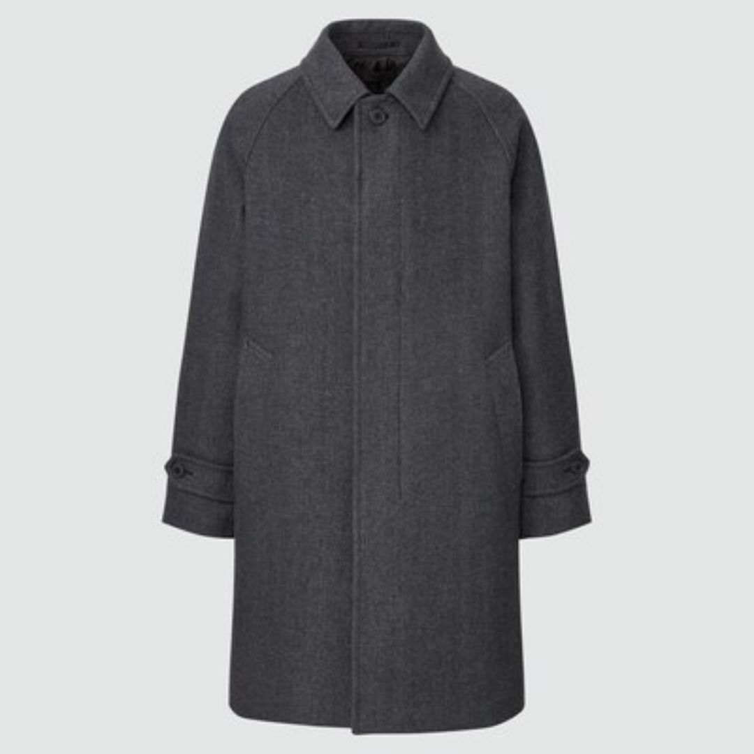 UNIQLO(ユニクロ)のUNIQLO シングルブレストコート ヘリンボーン メンズのジャケット/アウター(ステンカラーコート)の商品写真