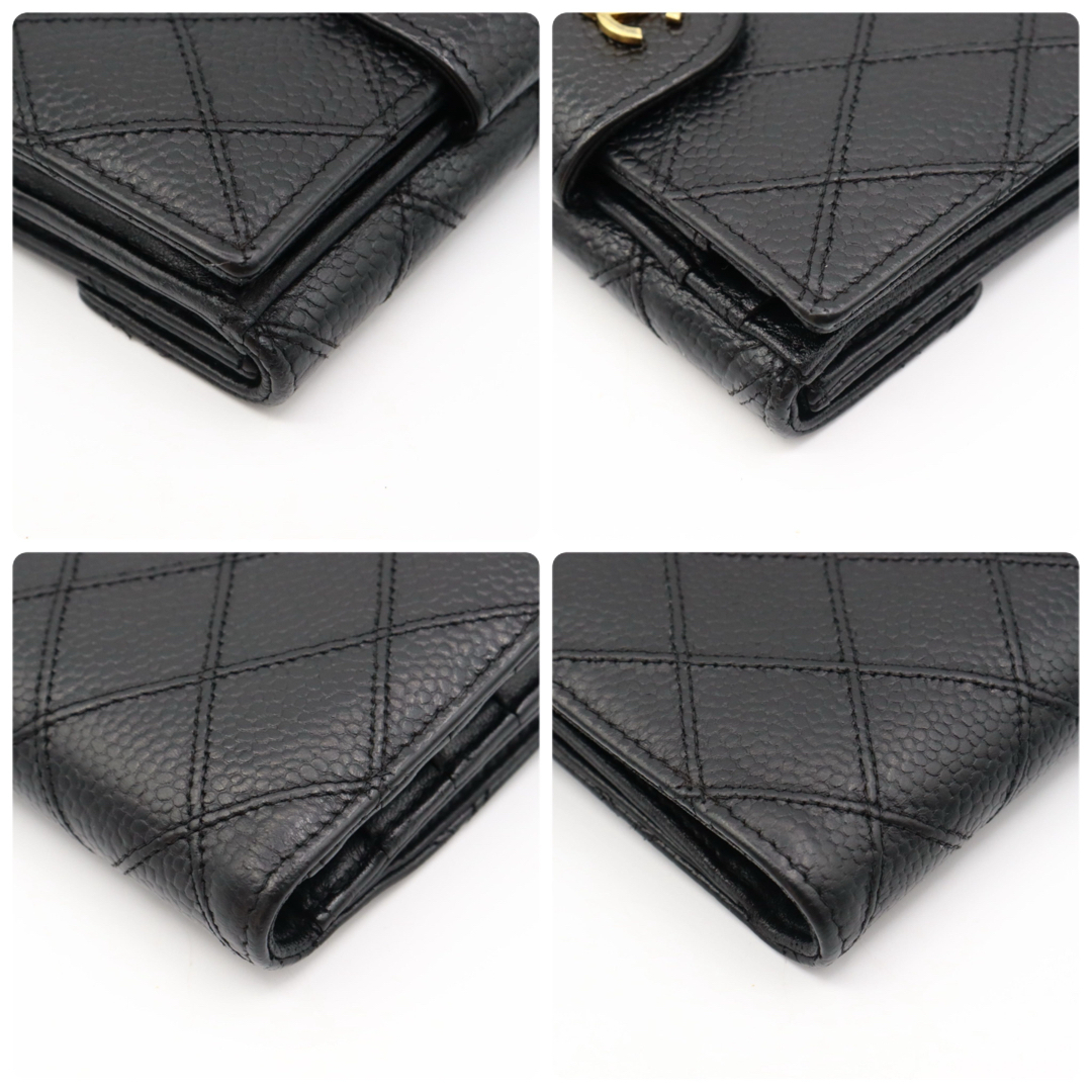 CHANEL(シャネル)の美品！シャネル　キャビアスキン　ビコローレ　Wホック　折り財布　ブラック レディースのファッション小物(財布)の商品写真