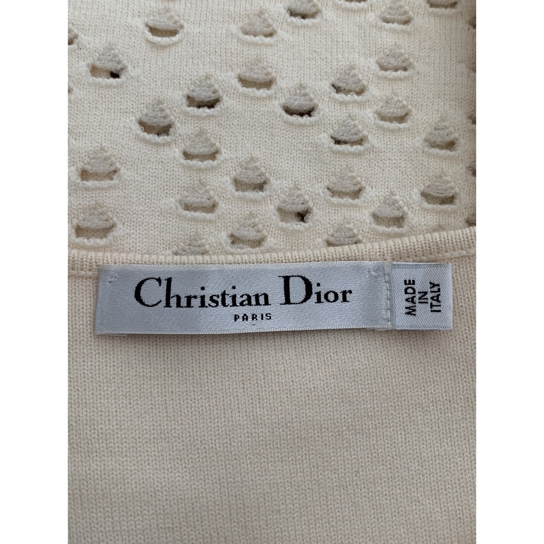 Christian Dior(クリスチャンディオール)のChristian Dior ウールニットコート フローラル ベージュ レディースのジャケット/アウター(ニットコート)の商品写真