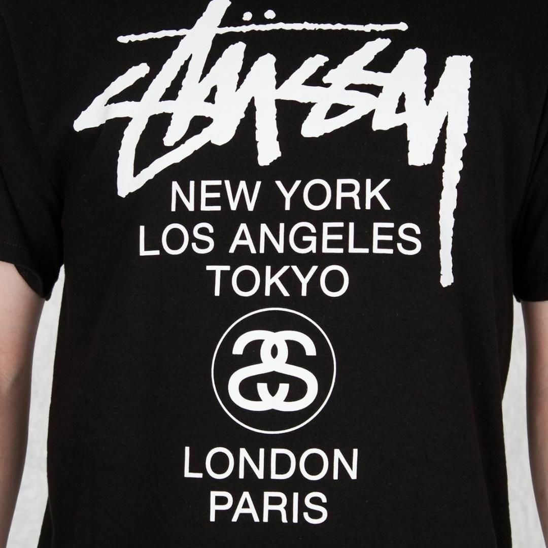 STUSSY(ステューシー)のステューシー STUSSY WORLD TOUR Tee L 黒　ブラック メンズのトップス(Tシャツ/カットソー(半袖/袖なし))の商品写真