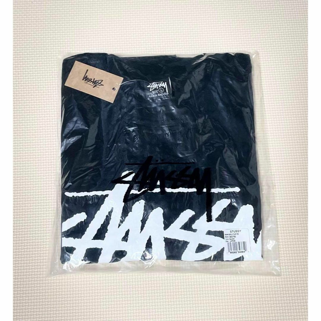 STUSSY(ステューシー)のステューシー STUSSY WORLD TOUR Tee L 黒　ブラック メンズのトップス(Tシャツ/カットソー(半袖/袖なし))の商品写真