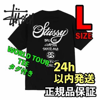 ステューシー(STUSSY)のステューシー STUSSY WORLD TOUR Tee L 黒　ブラック(Tシャツ/カットソー(半袖/袖なし))