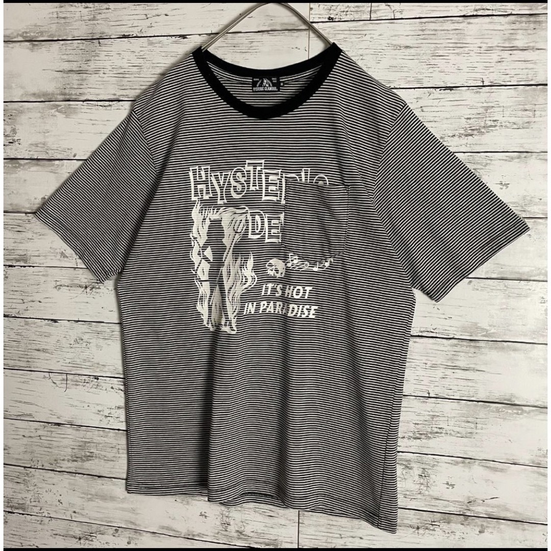 HYSTERIC GLAMOUR(ヒステリックグラマー)の【希少デザイン】ヒステリックグラマー Tシャツ センターヒスガール ボーダー メンズのトップス(Tシャツ/カットソー(半袖/袖なし))の商品写真