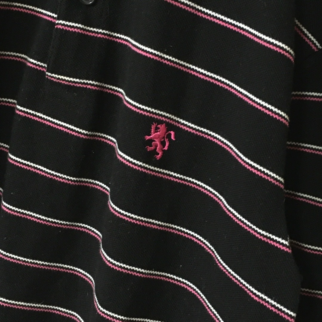ART VINTAGE(アートヴィンテージ)の【希少】PINKPONK ポロシャツ 半袖 M ボーダー 黒 ピンク メンズのトップス(ポロシャツ)の商品写真