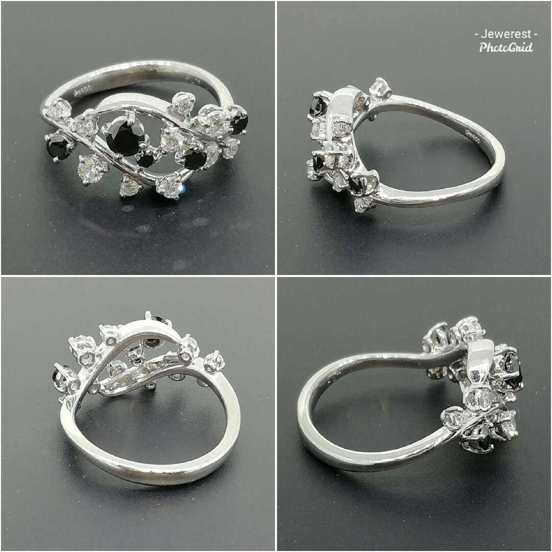 Pt900✨ダイヤ&ブラックダイヤ✨0.70ct✨キラキラリング✨大人かわいい✨ レディースのアクセサリー(リング(指輪))の商品写真