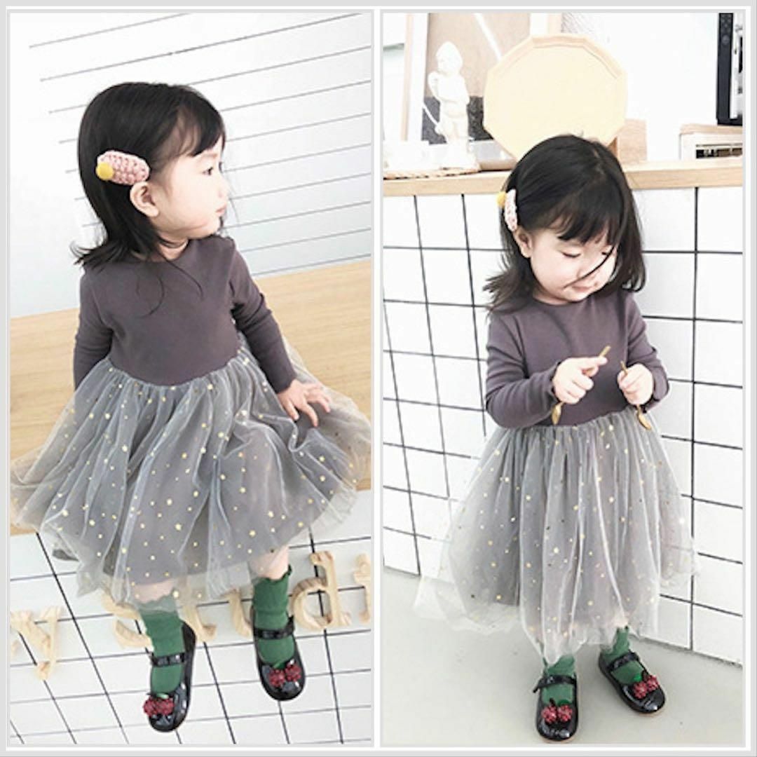 リブチュール☆ワンピース☆キラキラ☆誕生日☆チョコレート☆80 キッズ/ベビー/マタニティのベビー服(~85cm)(セレモニードレス/スーツ)の商品写真