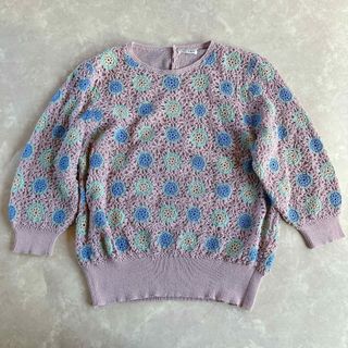 ロキエ(Lochie)のused レトロ モチーフ編み ニットトップス古着 ヴィンテージ vintage(カットソー(長袖/七分))