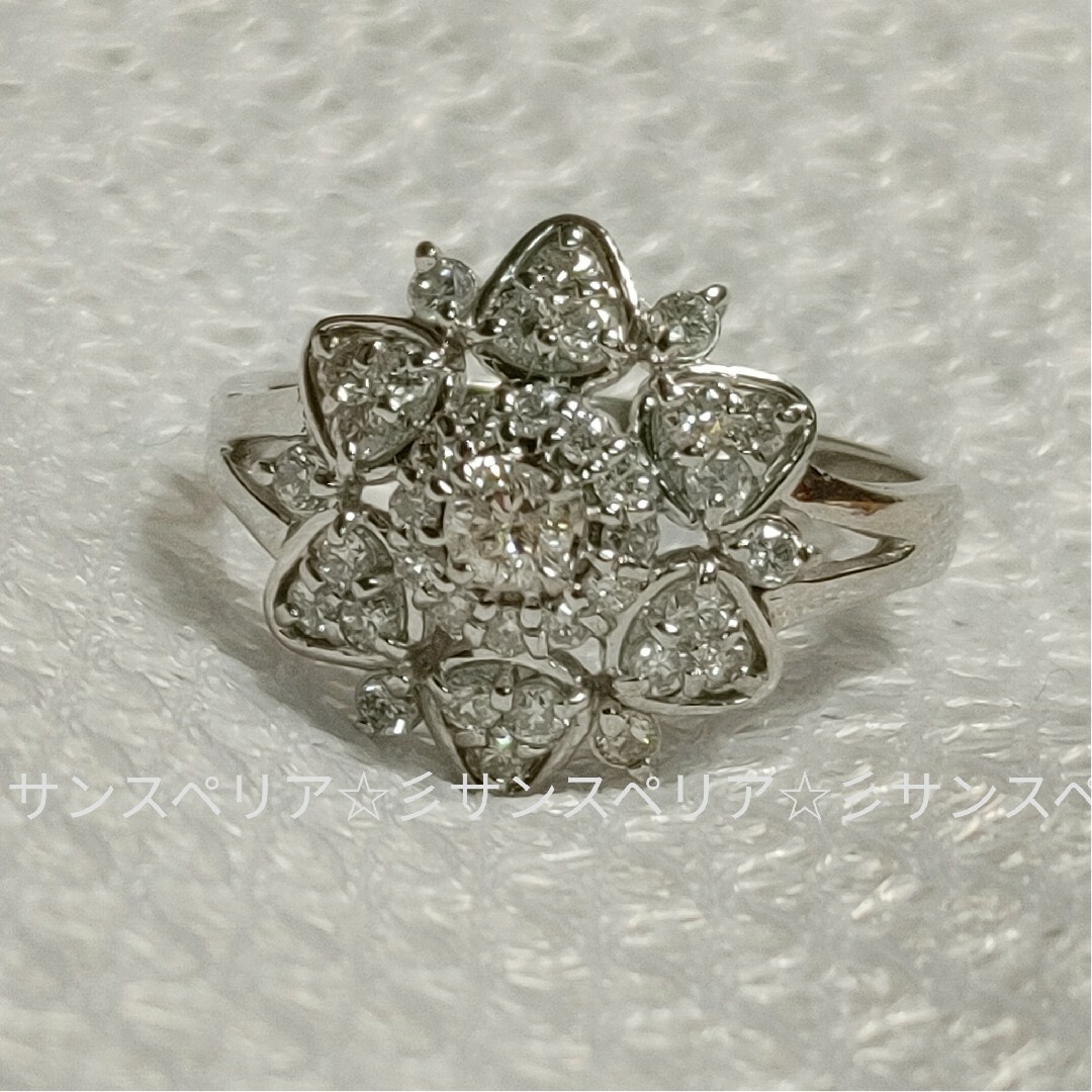 Pt900 ダイヤモンド 0.55ctダリアのフラワーリング レディースのアクセサリー(リング(指輪))の商品写真