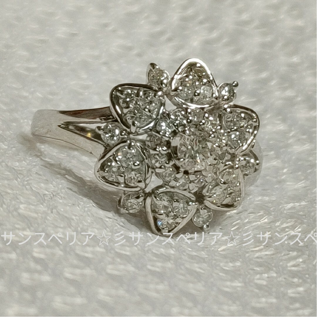 Pt900 ダイヤモンド 0.55ctダリアのフラワーリング レディースのアクセサリー(リング(指輪))の商品写真