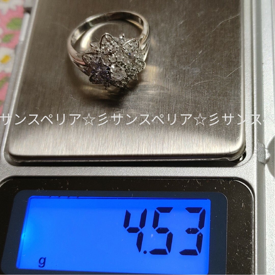 Pt900 ダイヤモンド 0.55ctダリアのフラワーリング レディースのアクセサリー(リング(指輪))の商品写真