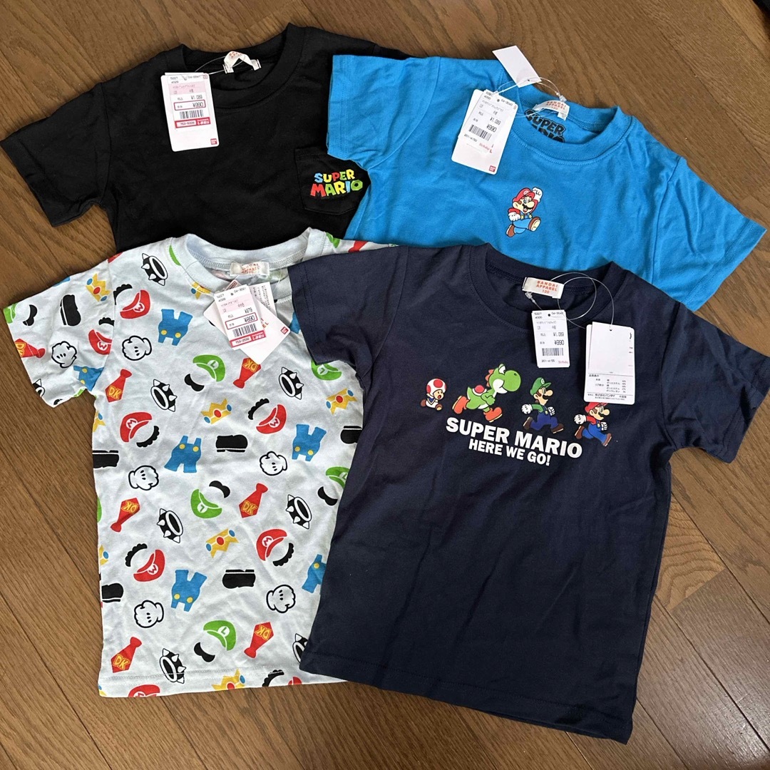 BANDAI(バンダイ)の値下げ！タグ付き新品！マリオ Tシャツ　４枚セット！ キッズ/ベビー/マタニティのキッズ服男の子用(90cm~)(Tシャツ/カットソー)の商品写真