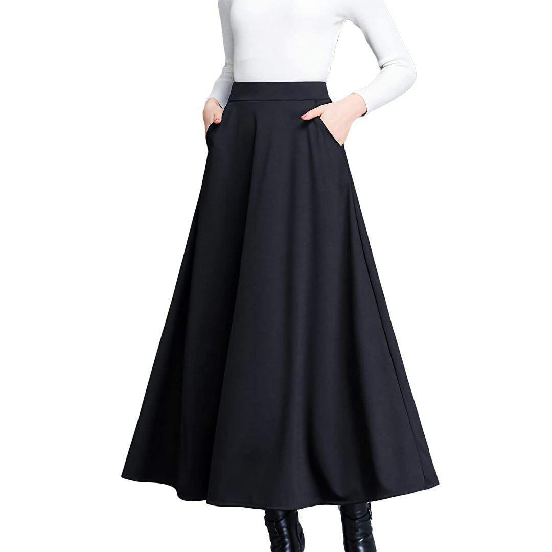 [アズルテ] ロング スカート 2色 L～3XL レディース 無地 ロング丈 大 レディースのファッション小物(その他)の商品写真
