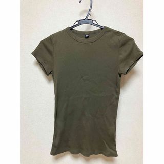 UNIQLO リブ　Tシャツ　レディース　カーキ