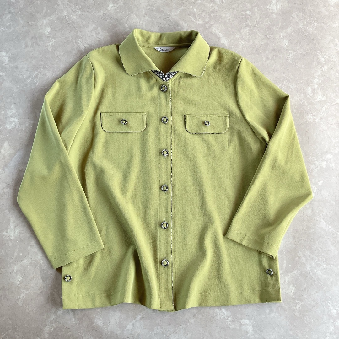 Lochie(ロキエ)のused レトロ 黄緑 トップス シャツセット古着 ヴィンテージ vintage レディースのトップス(アンサンブル)の商品写真