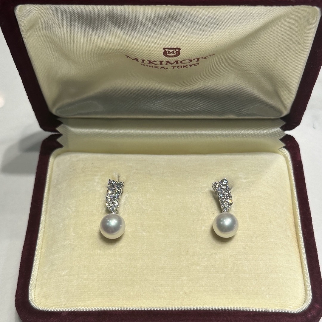 MIKIMOTO(ミキモト)のMIKIMOTOミキモト K18 パール8.3㎜ダイヤモンドイヤリング レディースのアクセサリー(イヤリング)の商品写真