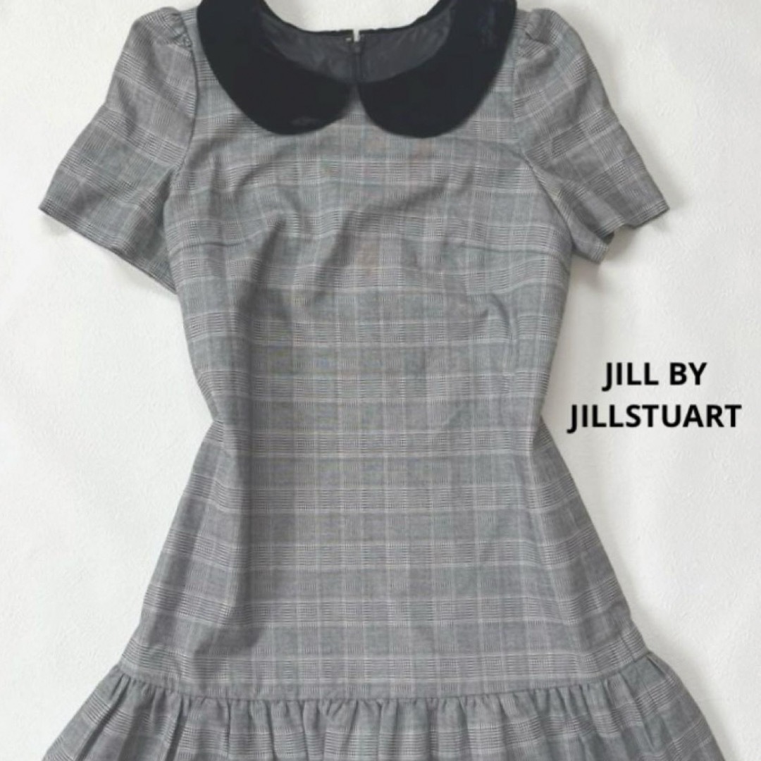 JILL by JILLSTUART(ジルバイジルスチュアート)の【ジルバイジルスチュアート】丸襟 ワンピース プリーツ チェック グレー S レディースのワンピース(ひざ丈ワンピース)の商品写真