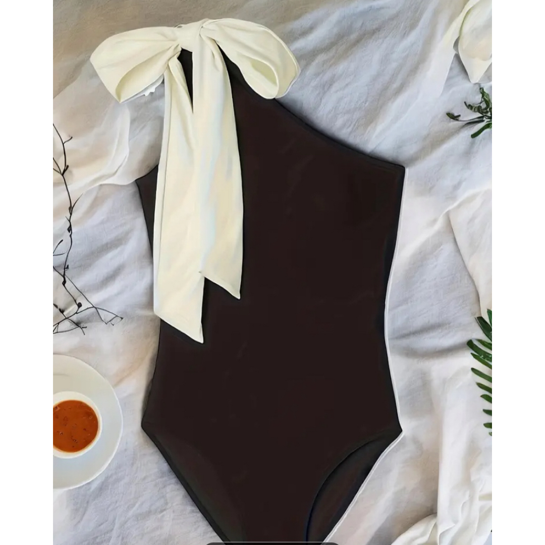 ネクタイショルダー非対称ワンピース水着 L L レディースの水着/浴衣(水着)の商品写真