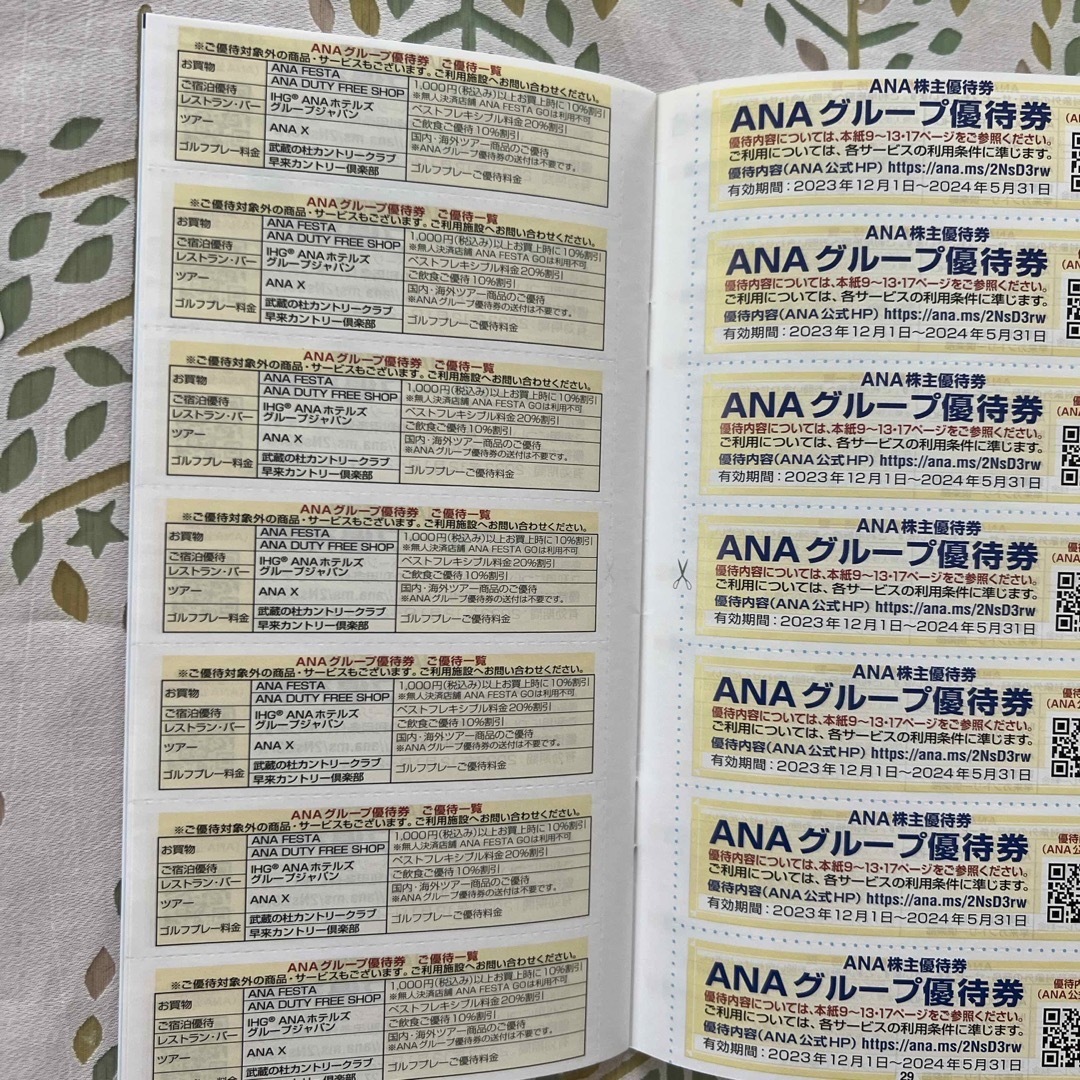 ANA(全日本空輸)(エーエヌエー(ゼンニッポンクウユ))の【最新】ANA株主優待券 割引券 4枚＋ANAグループ優待券 冊子 1冊 チケットの乗車券/交通券(航空券)の商品写真