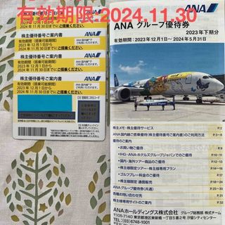 エーエヌエー(ゼンニッポンクウユ)(ANA(全日本空輸))の【最新】ANA株主優待券 割引券 4枚＋ANAグループ優待券 冊子 1冊(航空券)