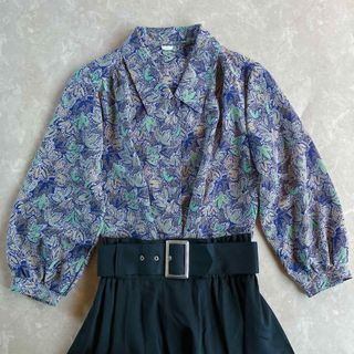 ロキエ(Lochie)のused レトロ 葉っぱ 総柄 ブラウス 古着 ヴィンテージ vintage(シャツ/ブラウス(長袖/七分))