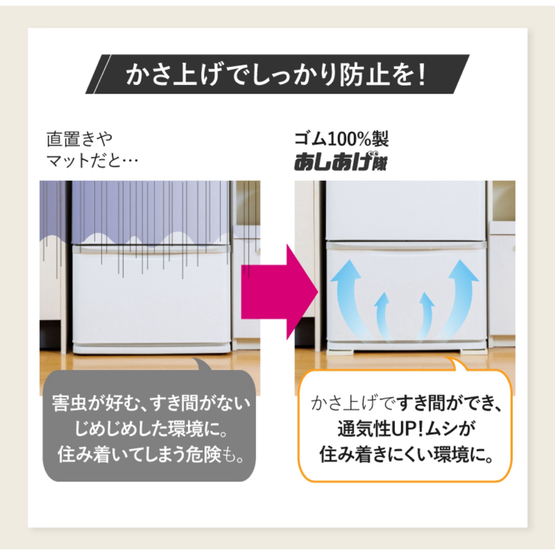 開封のみ 冷蔵庫 あしあげ隊 キズ凹み防止 ゴムマット TFi-7015W スマホ/家電/カメラの生活家電(冷蔵庫)の商品写真