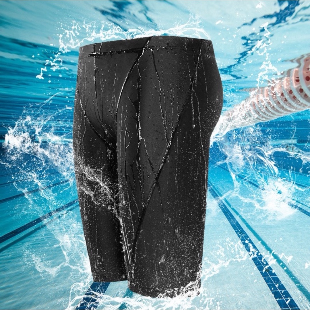 メンズ 水着 スイムキャップセット Lサイズ 黒 ブラック 水泳 ジム 海 新品 メンズの水着/浴衣(水着)の商品写真