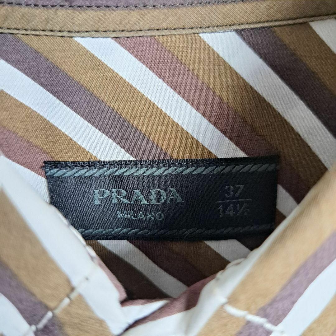 PRADA(プラダ)の【入手困難】プラダ シャツ 総柄 斜め ストライプ ステッチ 37サイズ メンズのトップス(シャツ)の商品写真