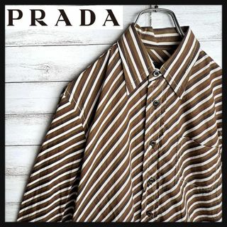 PRADA - 【入手困難】プラダ シャツ 総柄 斜め ストライプ ステッチ 37サイズ