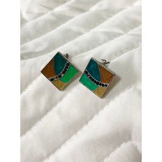 ピアス　グリーン　四角　ミニ　ミニピアス(ピアス)