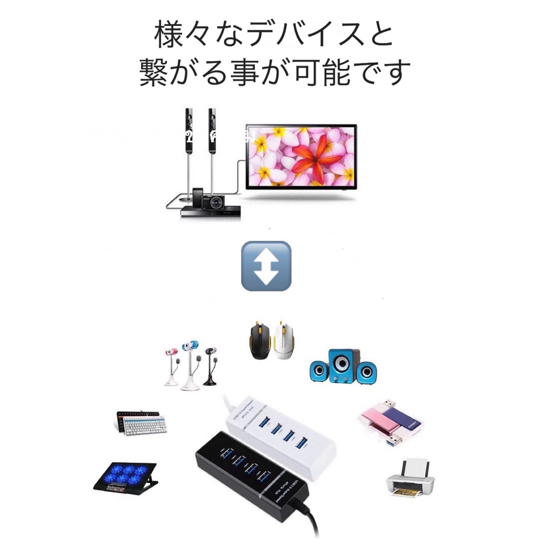 【新品未使用】 USB3.0 HUB 4分岐 BLACK スマホ/家電/カメラのPC/タブレット(PC周辺機器)の商品写真