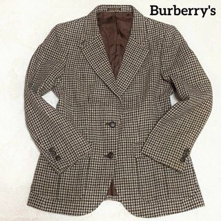 BURBERRY - バーバリー　テーラードジャケット　茶色系　7AB2（S相当）　千鳥格子柄