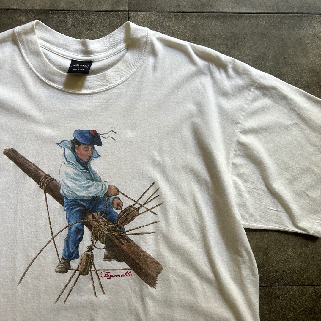 faconnable tシャツ アートチックtシャツ ホワイト XL 海軍 メンズのトップス(Tシャツ/カットソー(半袖/袖なし))の商品写真