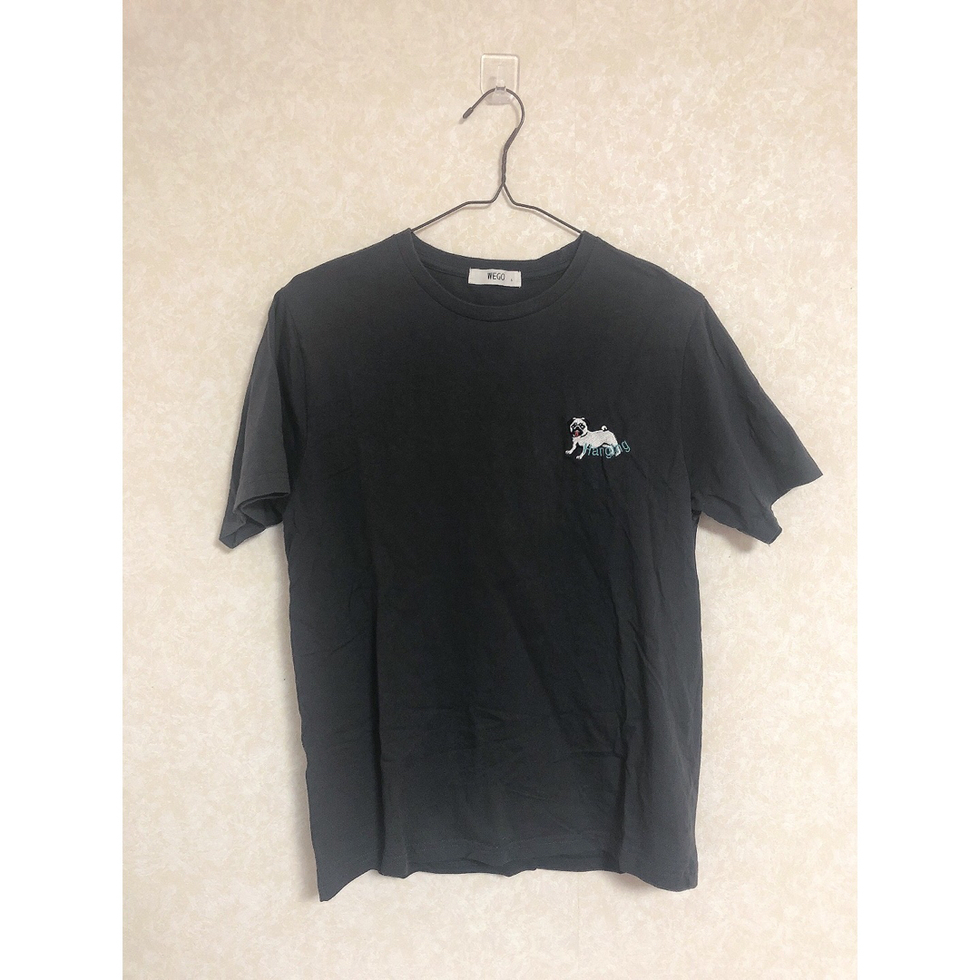 WEGO(ウィゴー)のwego DOG刺繍Tシャツ スミクロ パグ 犬 メンズのトップス(Tシャツ/カットソー(半袖/袖なし))の商品写真