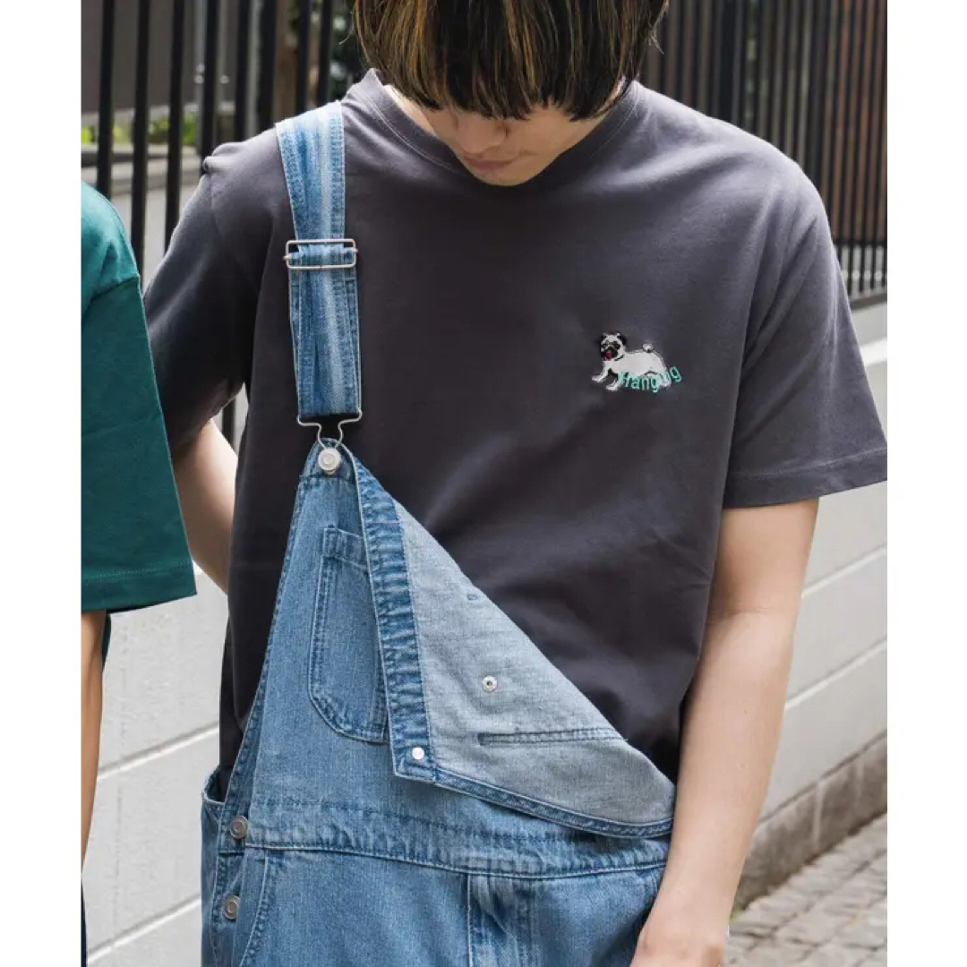 WEGO(ウィゴー)のwego DOG刺繍Tシャツ スミクロ パグ 犬 メンズのトップス(Tシャツ/カットソー(半袖/袖なし))の商品写真