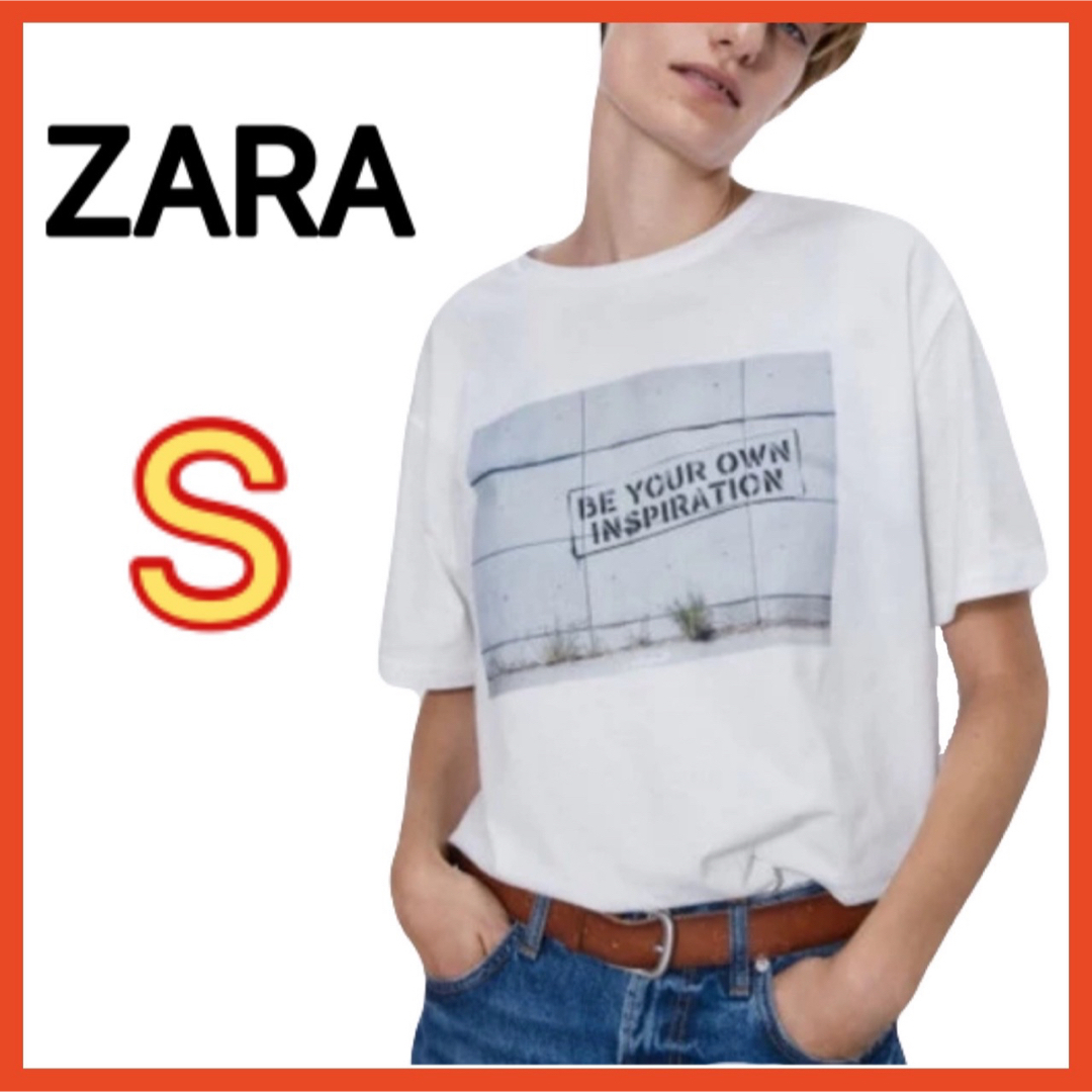 ZARA(ザラ)のZARA 半袖 Tシャツ プリント Sサイズ メンズ レディース 古着 夏 メンズのトップス(Tシャツ/カットソー(半袖/袖なし))の商品写真