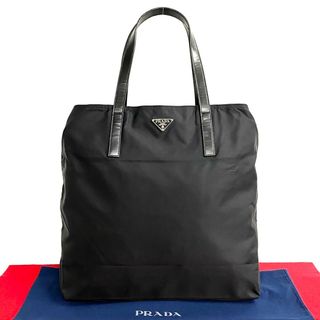 PRADA - ほぼ未使用 希少品 PRADA プラダ 三角ロゴ 金具 ナイロン レザー 本革 トートバッグ ハンドバッグ ビジネスバッグ A4収納可 黒 14029