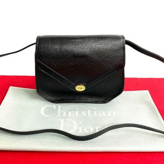 ディオール(Dior)のほぼ未使用 保存袋付 Christian Dior クリスチャンディオール CD ロゴ 金具 レザー ショルダーバッグ サコッシュ ブラック 70199(ショルダーバッグ)